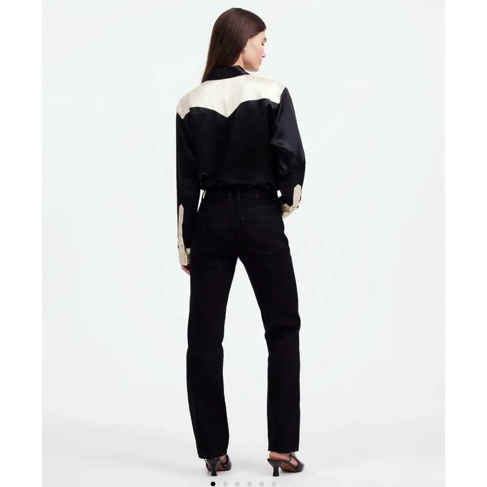 NWT Alexa Chung Madewell High-Rise Straight Jean Outridge Wash Black